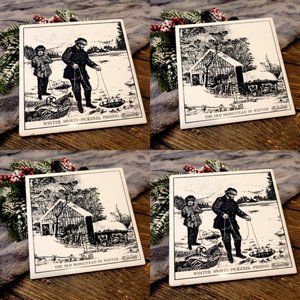 Pair of Winter Currier & Ives trivets